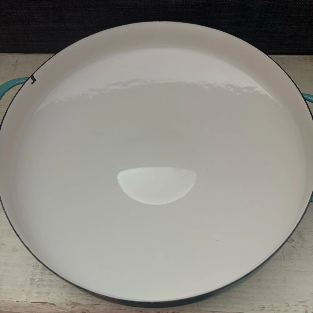 Dansk Turquoise Blue Enamel Paella Pan 13.25” Vintage MCM Kobenstyle Denmark